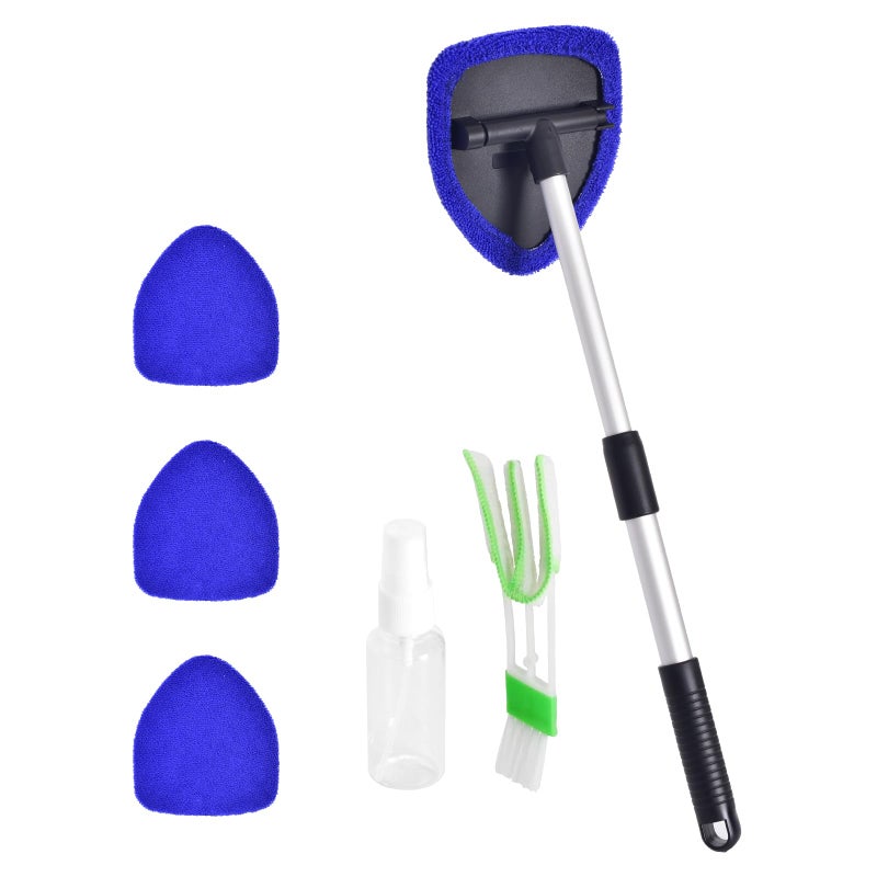 LUKCOZMO Windshield Cleaner  Car Windshield Cleaning Tool with 3 Reusable and Washable Microfiber Pads and Extendable Handle Microfiber Car Window Cleaner - Image 1